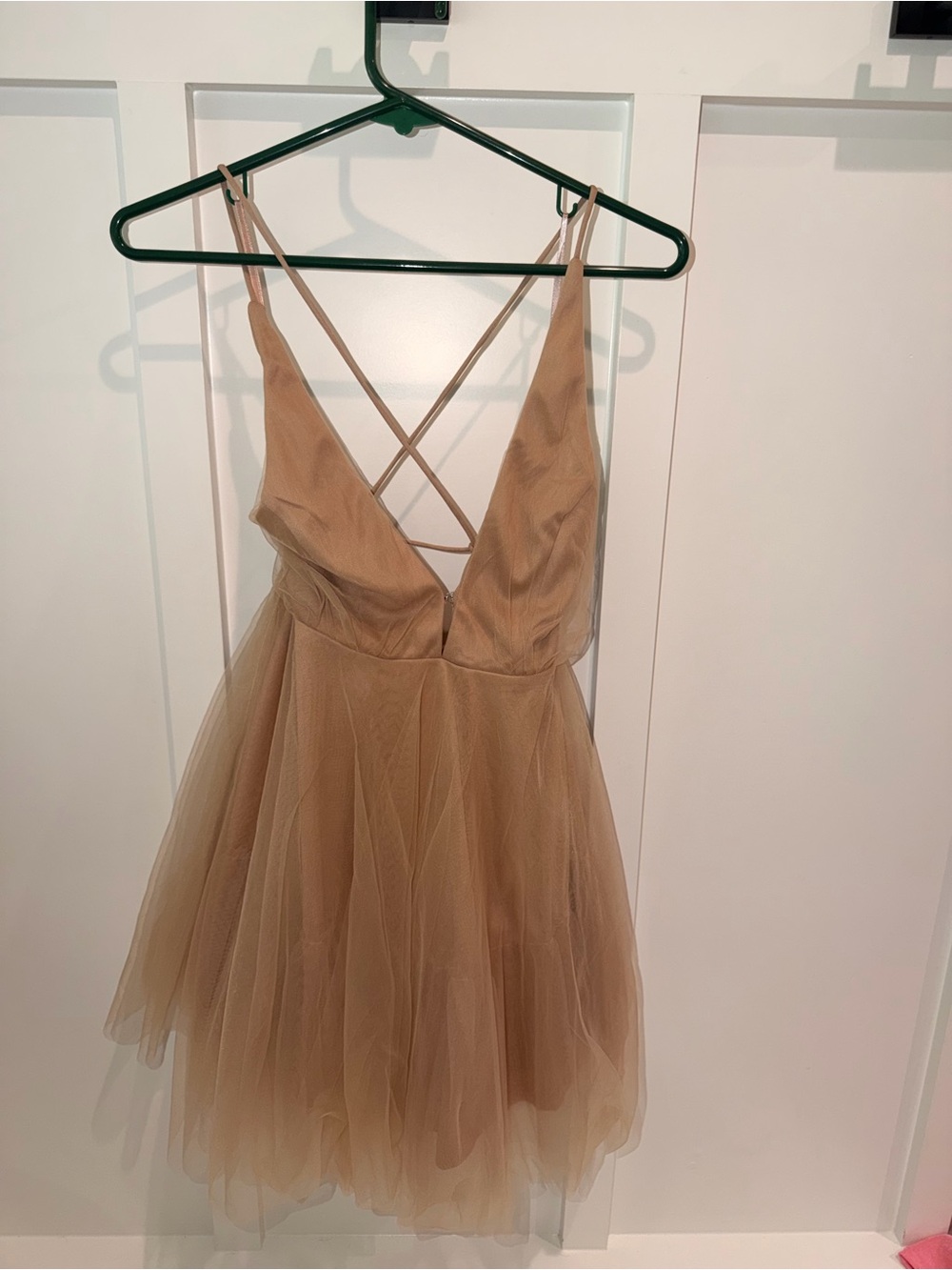 Strappy Nude Mini Tulle Dress
